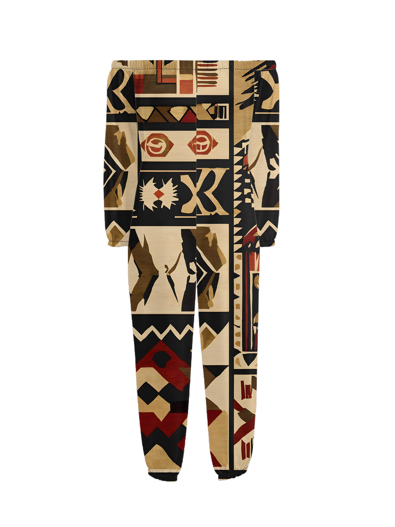 African Bogolan Print Off-Shoulder Jumpsuit
