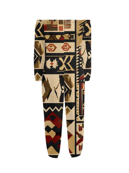 African Bogolan Print Off-Shoulder Jumpsuit