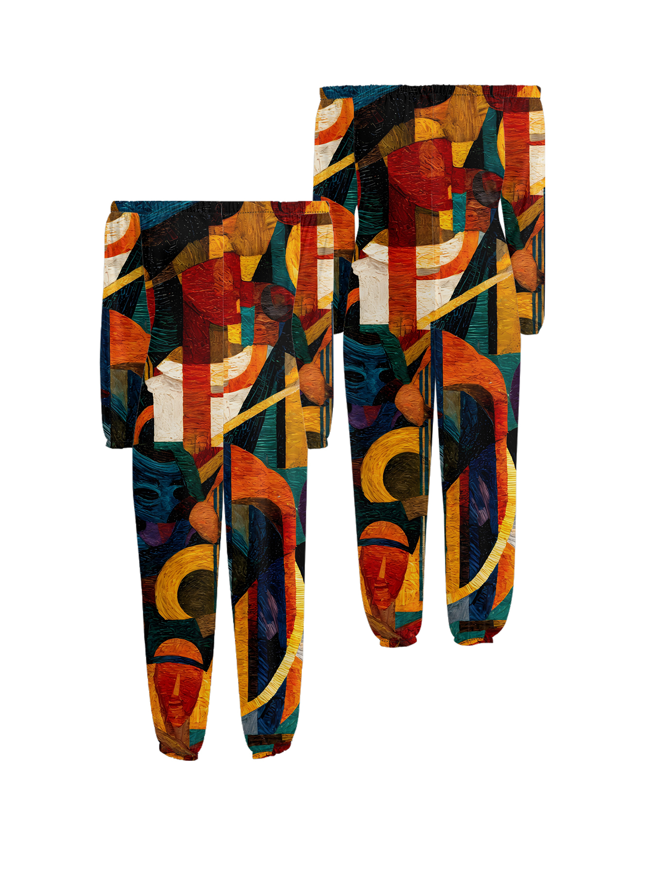 Cubist Abstract Art Off-Shoulder Jumpsuit