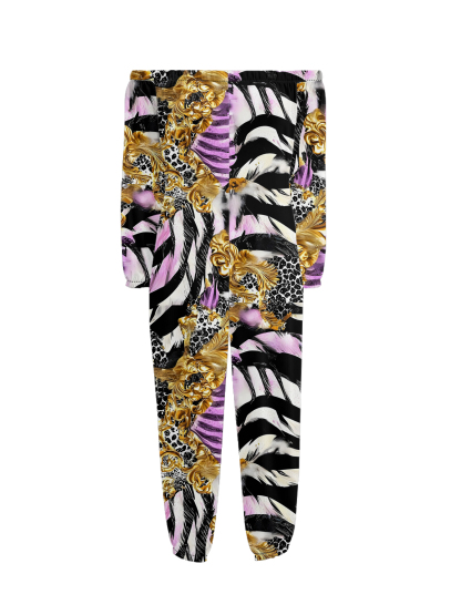 Luxury Baroque Animal Print Off-Shoulder Jumpsuit