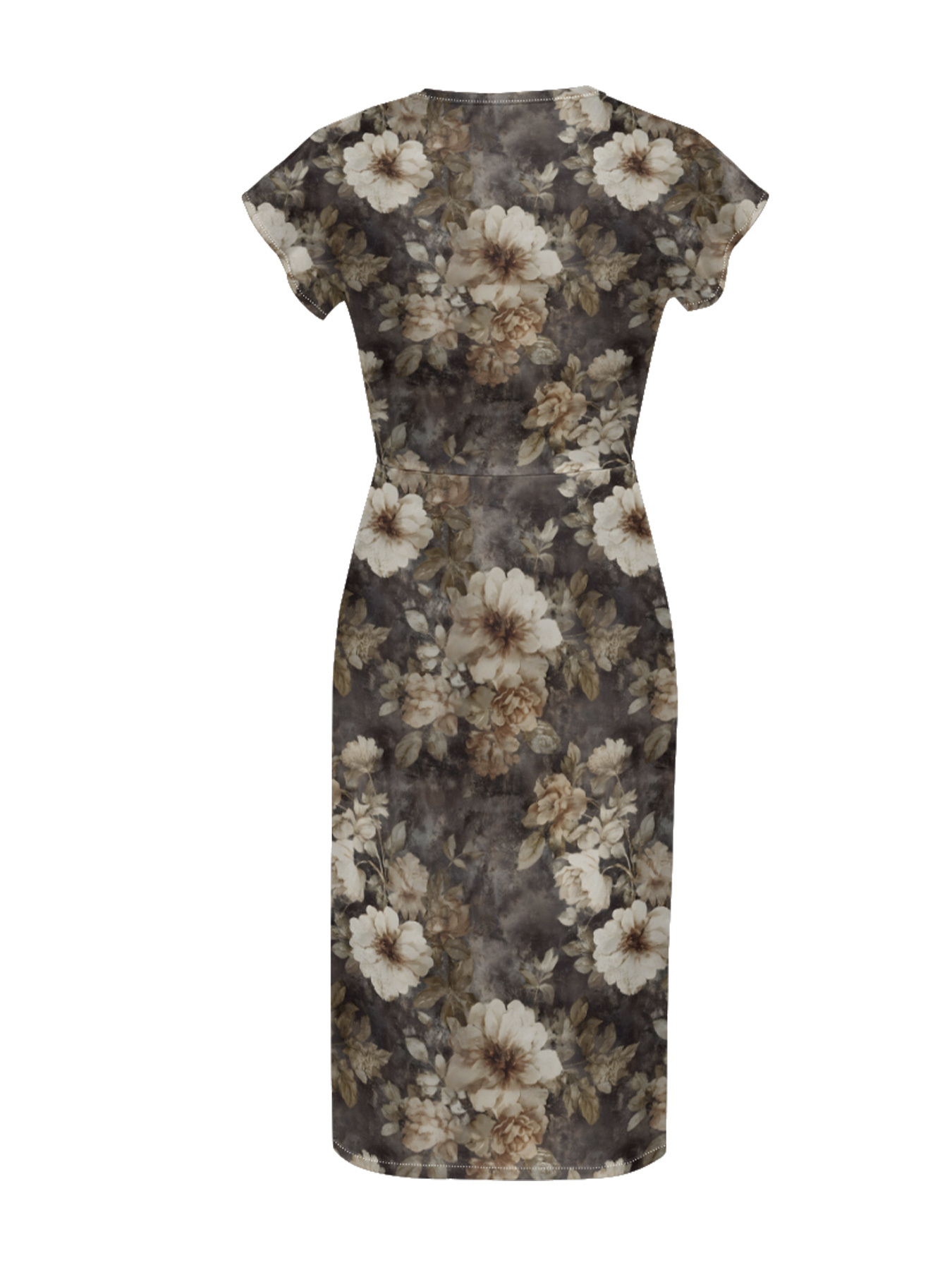 Marigold Floral Cap Sleeve V-Neck Midi Dress