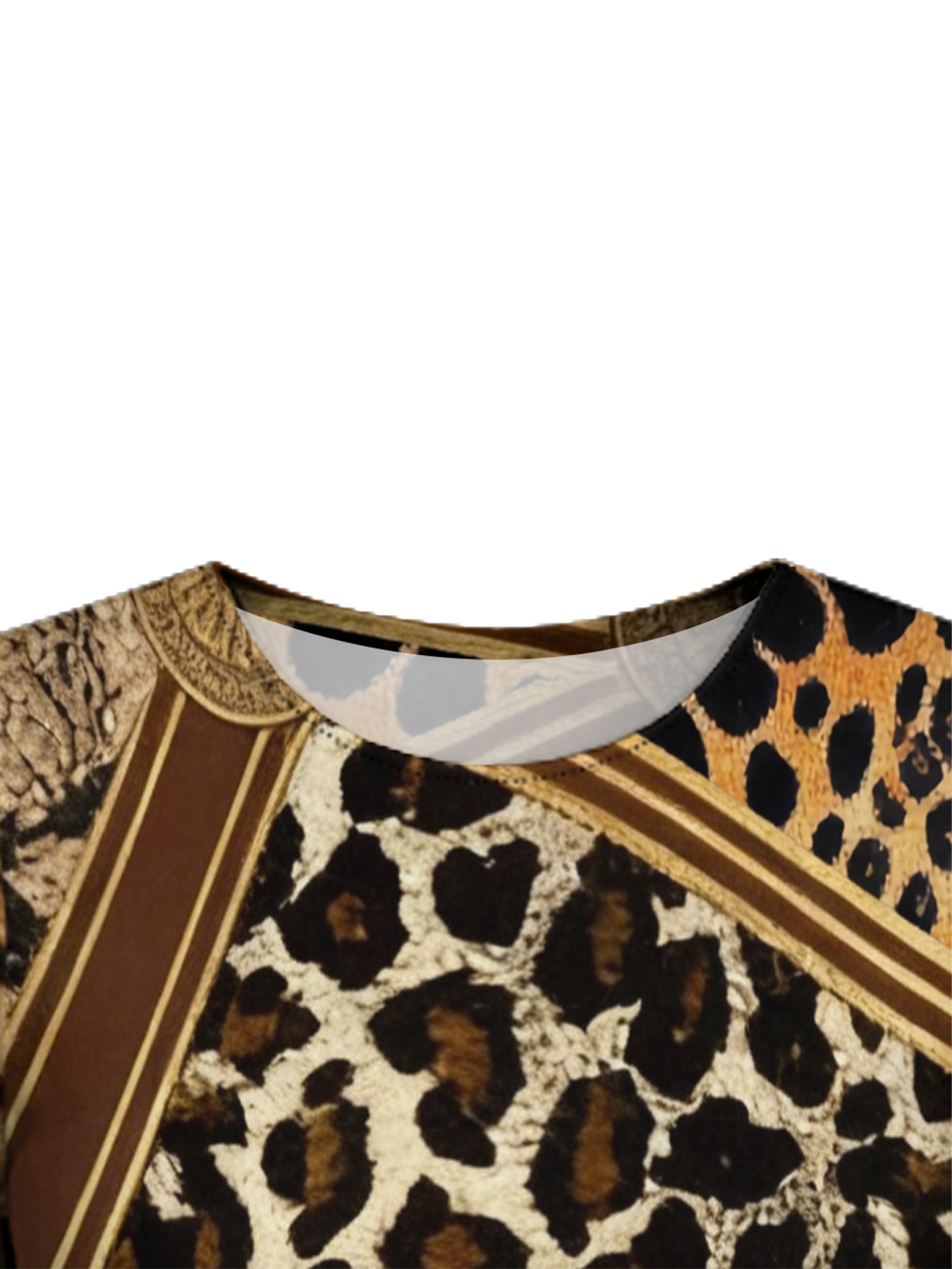 Leopard & Tribal Patchwork Flare Sleeve Bodycon Midi Dress