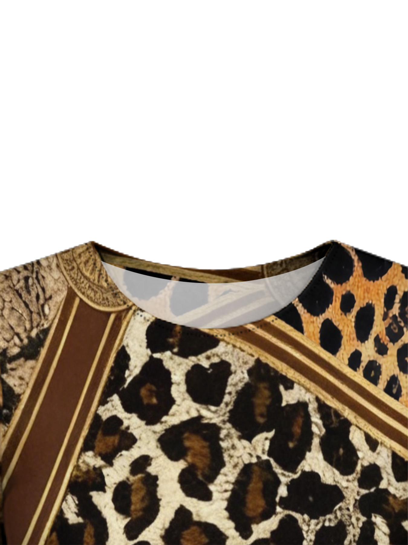 Leopard & Tribal Patchwork Flare Sleeve Bodycon Midi Dress