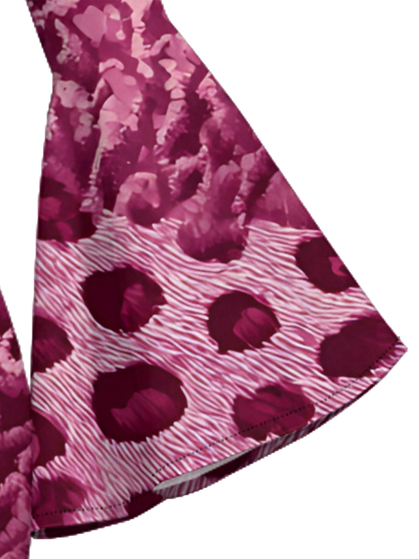 Berry Pink Mixed Animal Print Bell Flare Sleeve Bodycon Midi Dress