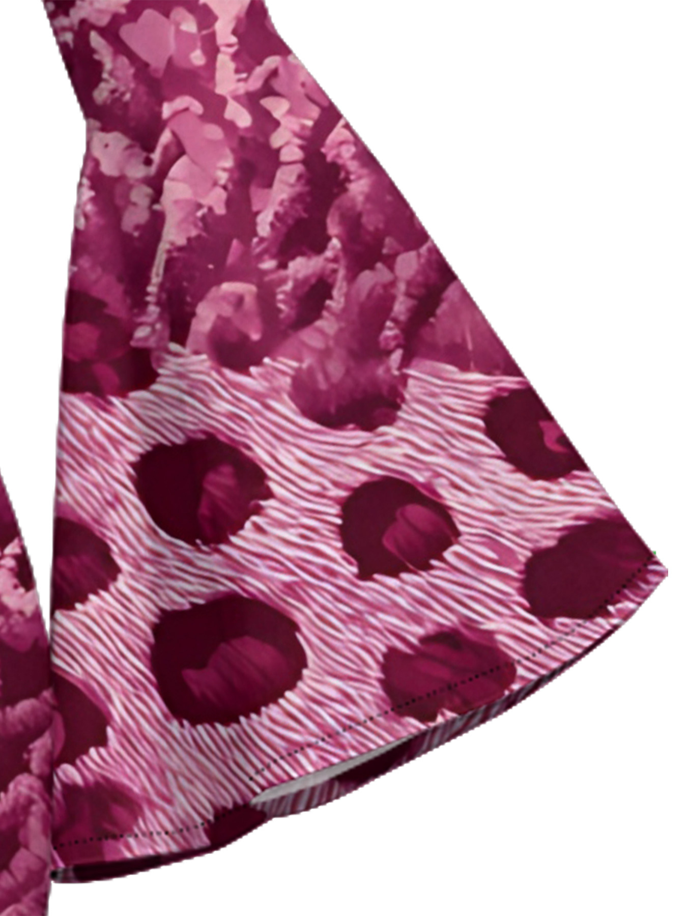 Berry Pink Mixed Animal Print Bell Flare Sleeve Bodycon Midi Dress