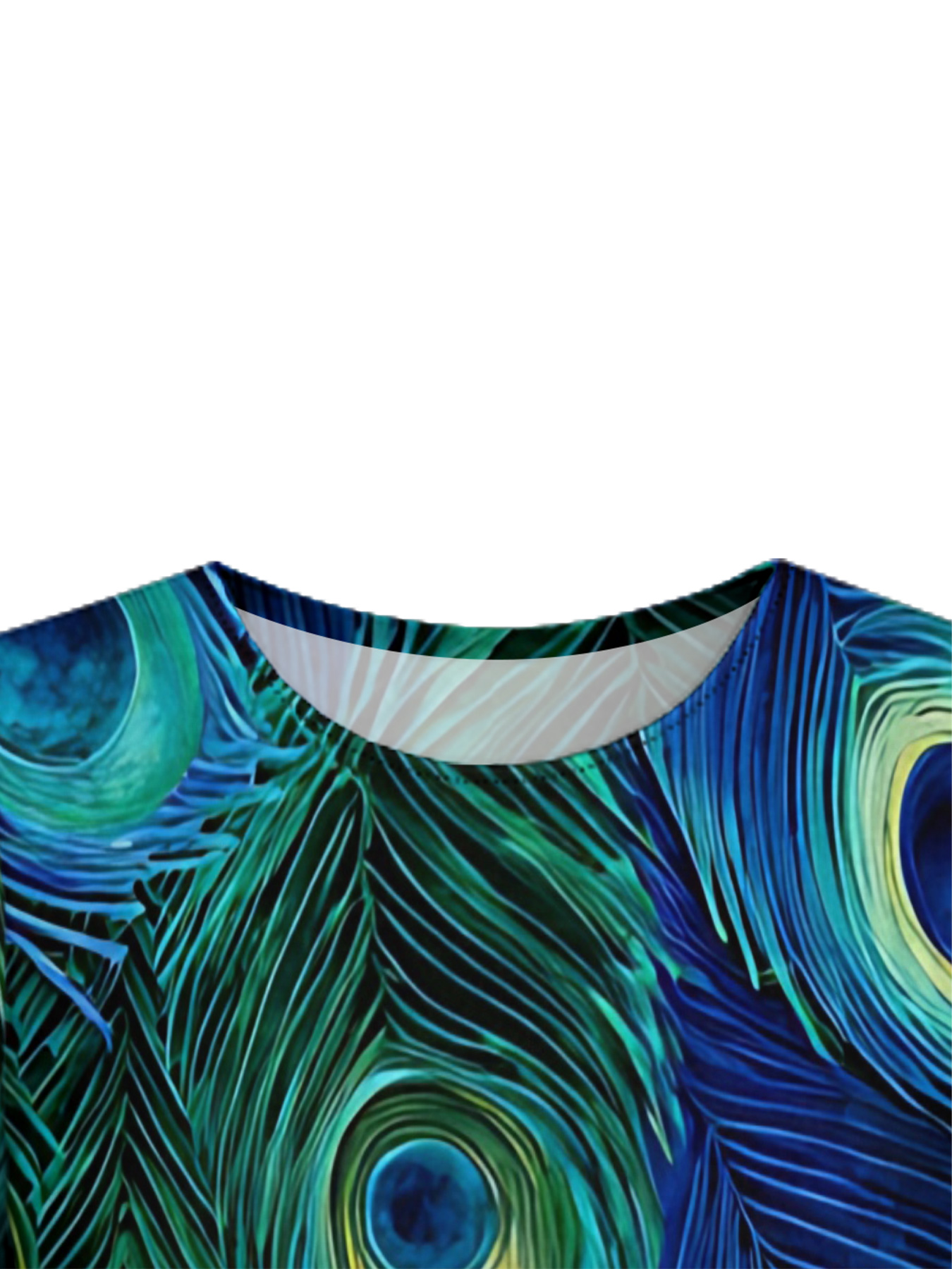 Peacock Feather Print Bell Flare Sleeve Bodycon Midi Dress