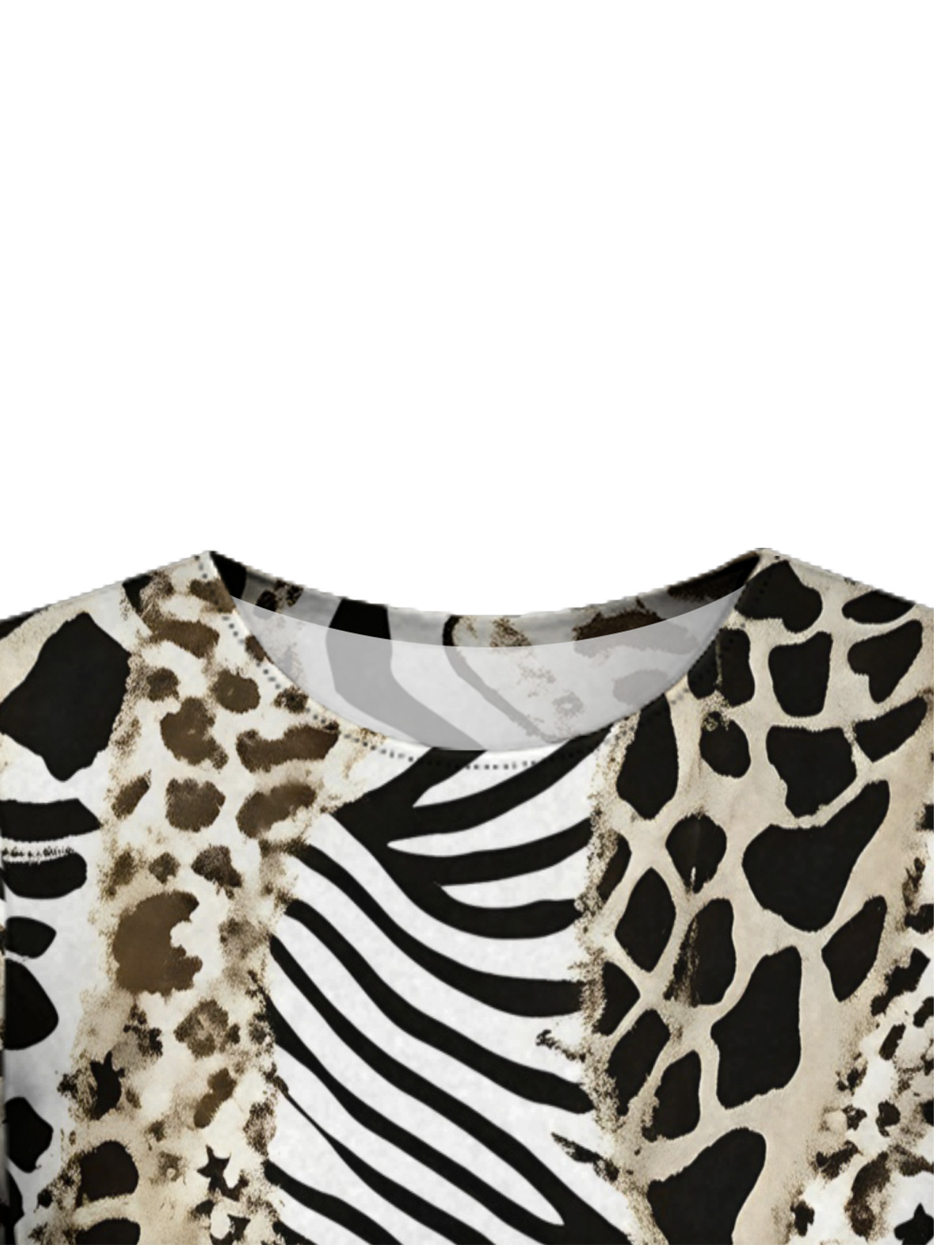 Neutral Mixed Animal Print Bell Flare Sleeve Bodycon Midi Dress