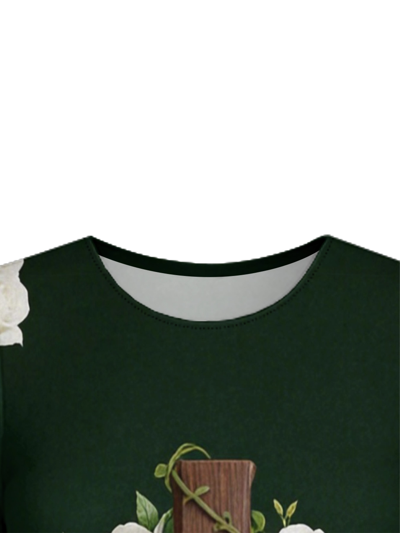 Ombre Green Christian Cross Easter Flare Sleeve Bodycon Midi Dress