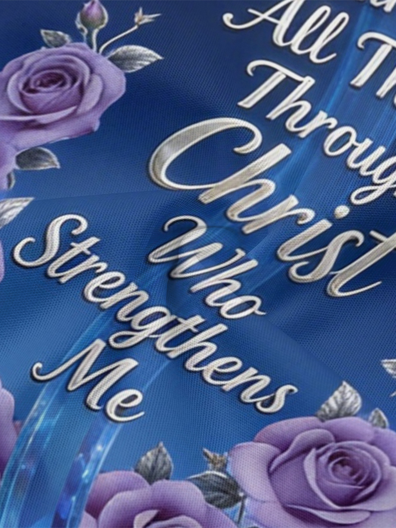 Gradient Blue Crystal Cross Easter Flare Sleeve Bodycon Midi Dress