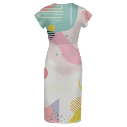 [Copy]Dusty Pink Cap Sleeve V-Neck Midi Dress