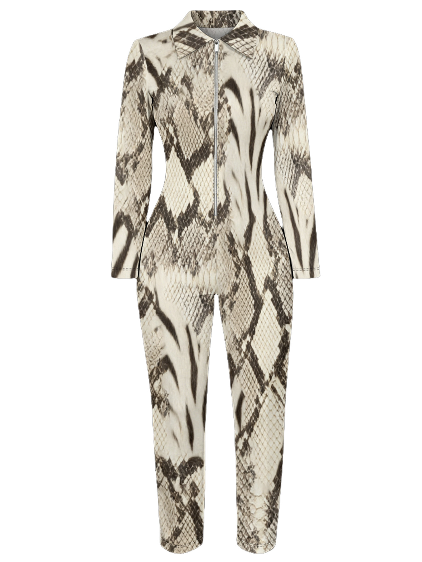 Snake Long Sleeve Zip-Up Jumpsuit HGF015