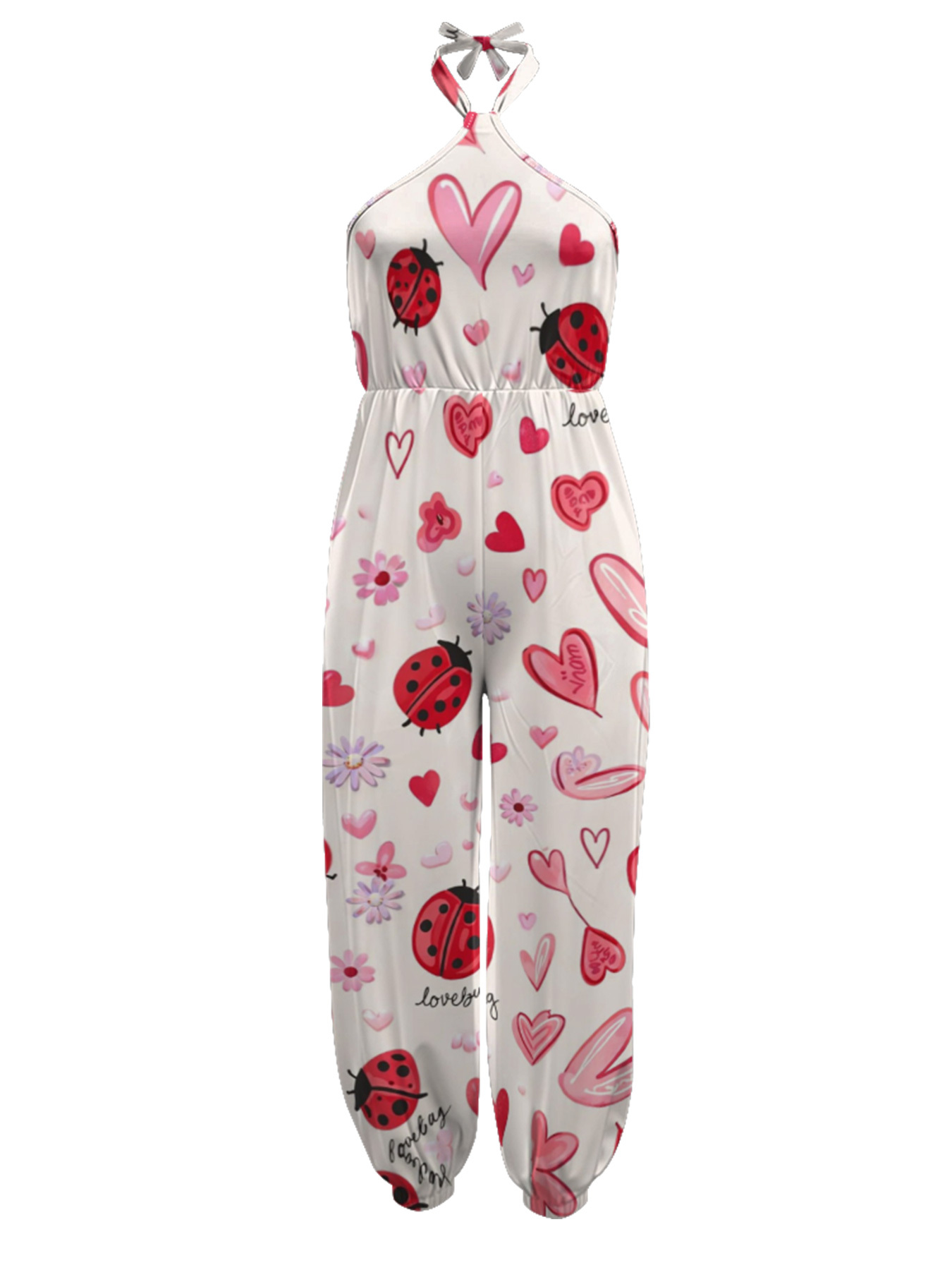 Lovebug & Heart Sleeveless Halter Jumpsuit