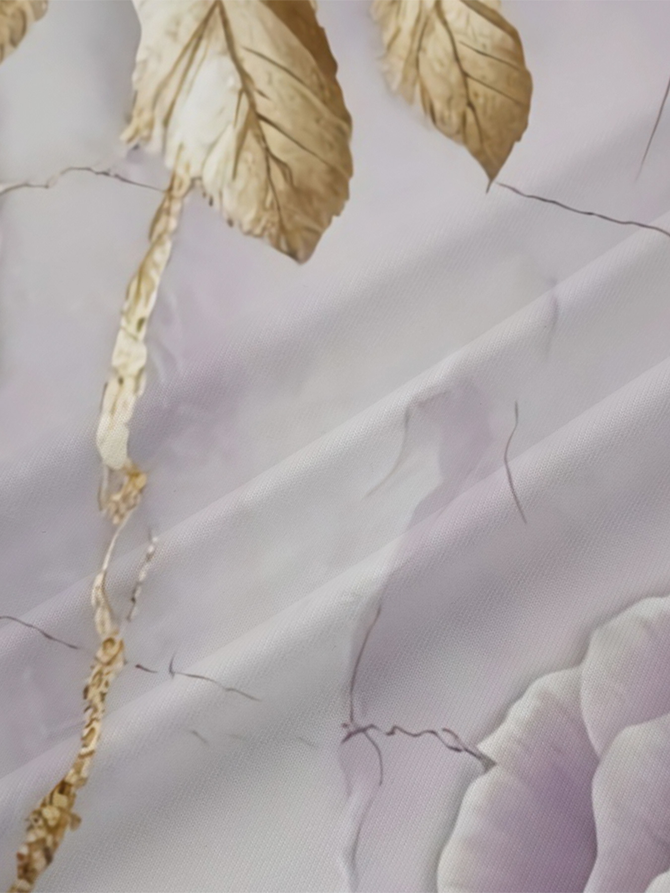 Lavender Gold Floral Marble V-Neck Bodycon Midi Dress DFG720