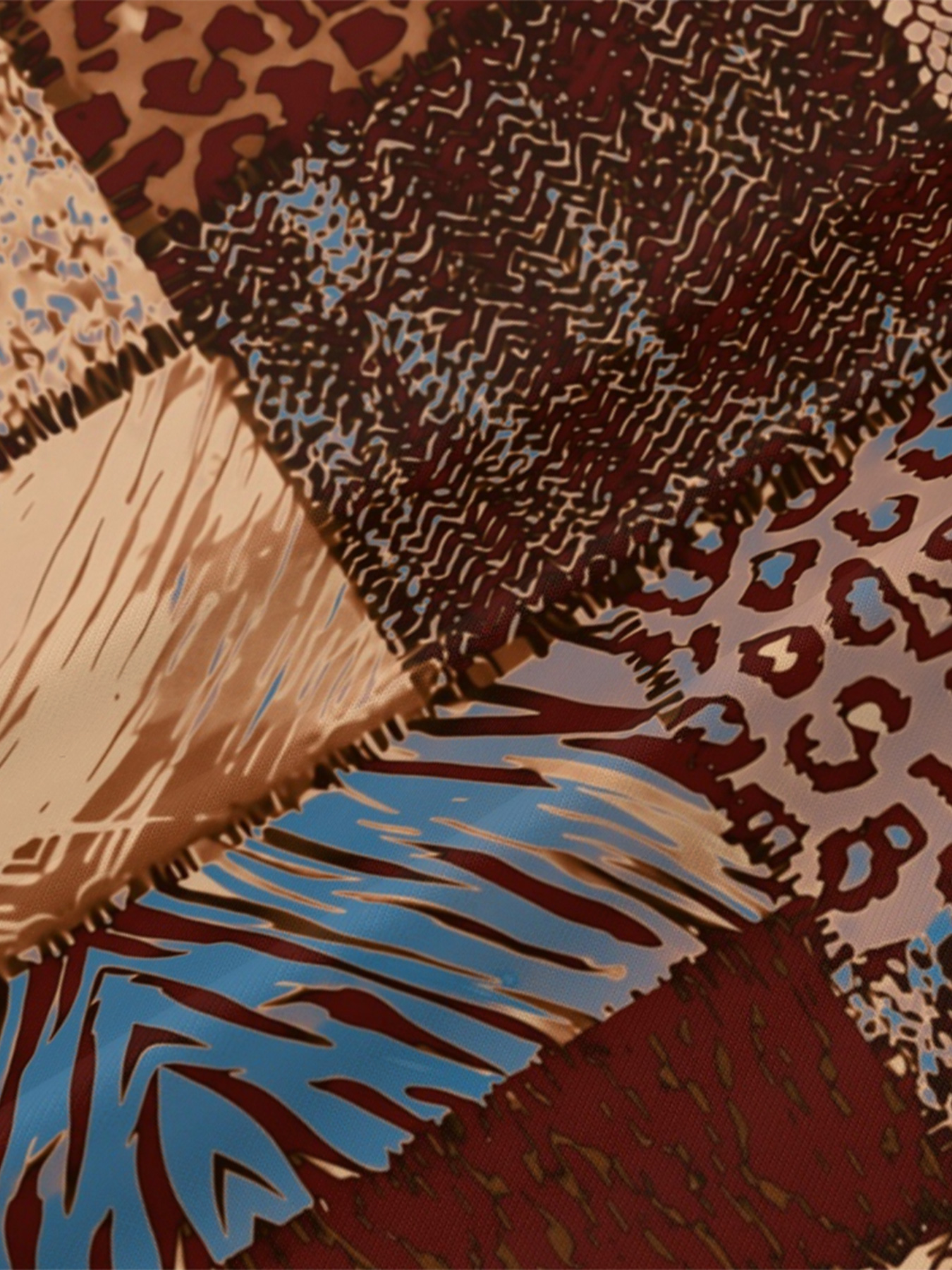 Patchwork Animal V-Neck Bodycon Midi Dress KMQ3719