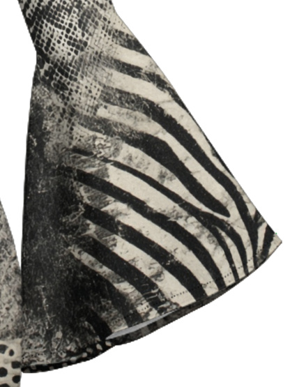 Black & White Animal Flare Sleeve Bodycon Midi Dress EFG1493