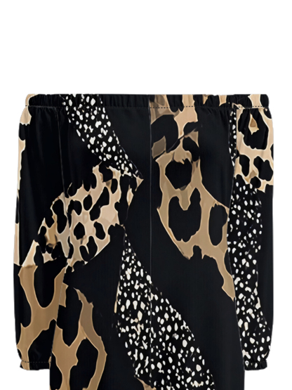 Leopard & Dalmatian Print Off-Shoulder Jumpsuit