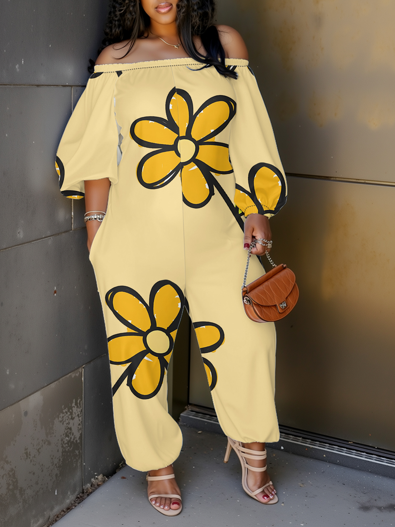Buttercup Yellow Floral Off-Shoulder Jumpsuit