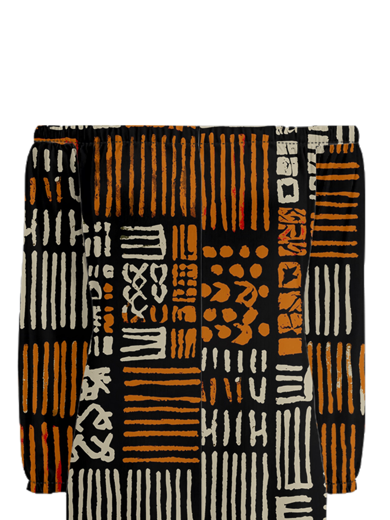 African Mudcloth Print Off-Shoulder Jumpsuit