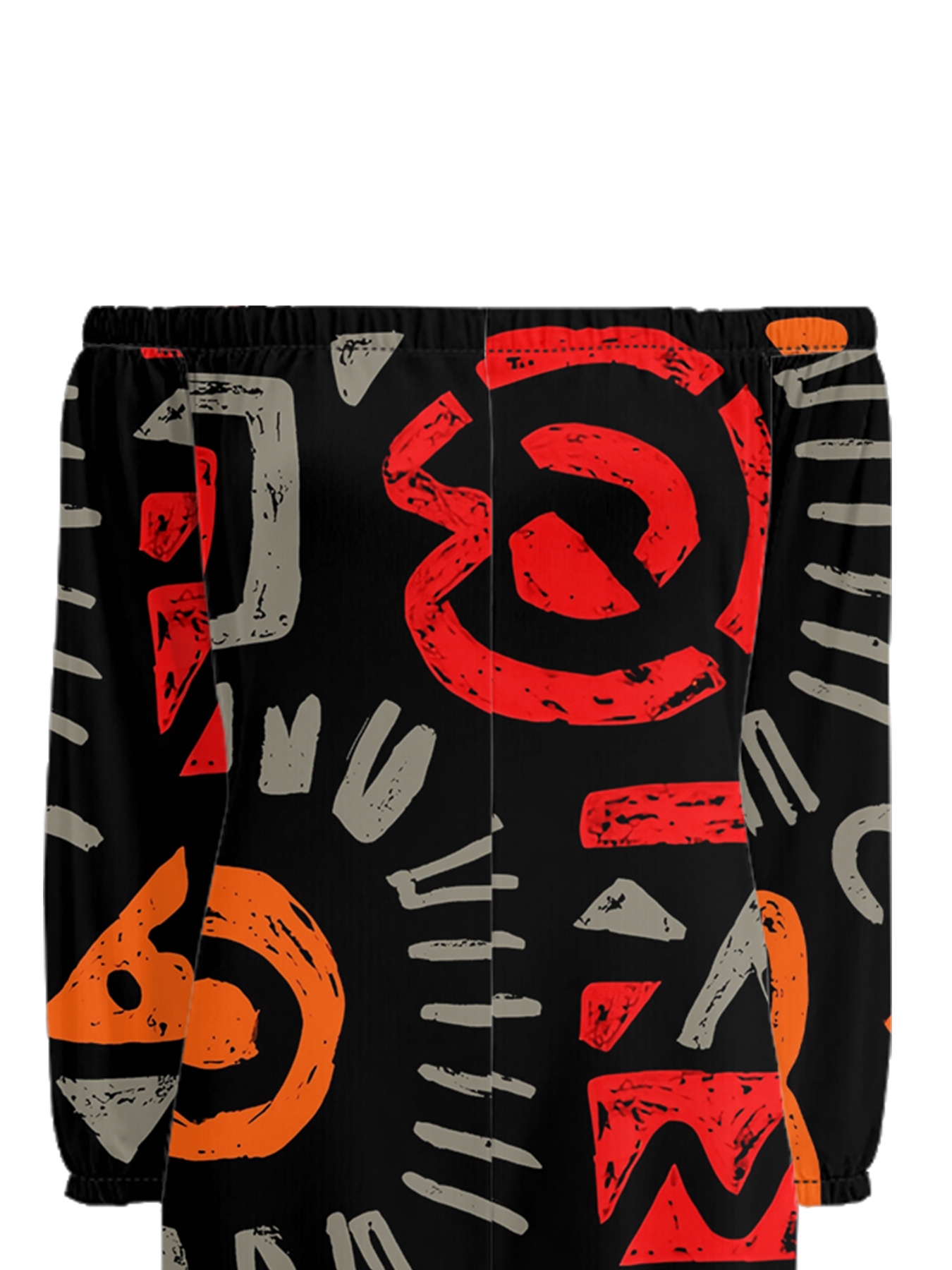 African Tribal Symbol Print Off-Shoulder Jumpsuit