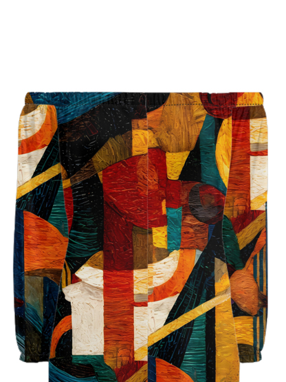 Cubist Abstract Art Off-Shoulder Jumpsuit