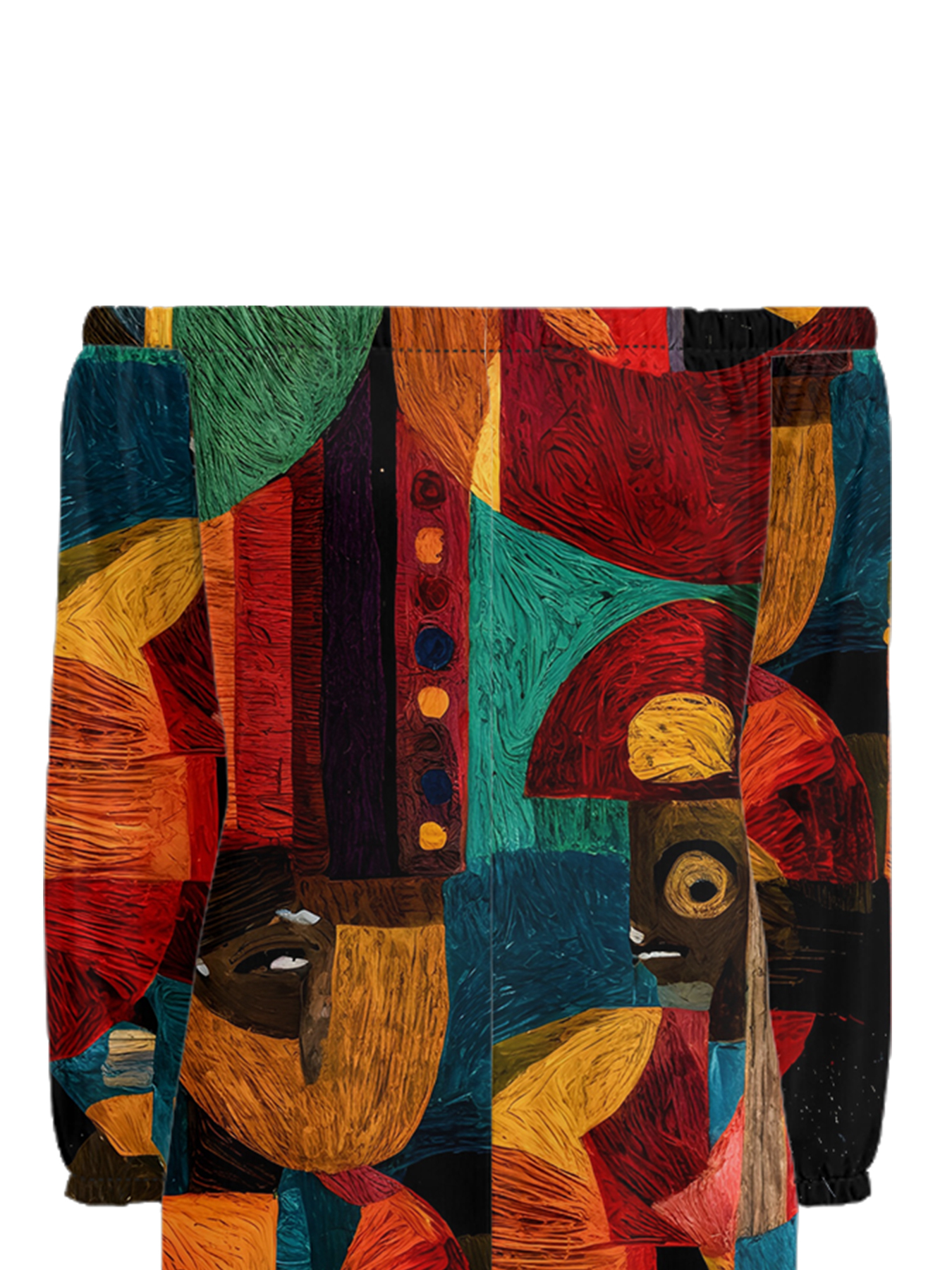 African Cubist Portrait Off-Shoulder Jumpsuit