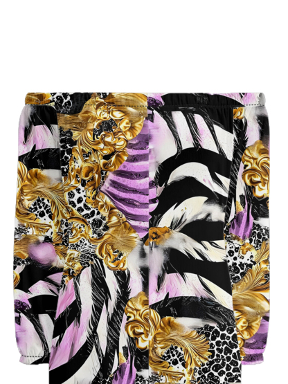 Luxury Baroque Animal Print Off-Shoulder Jumpsuit