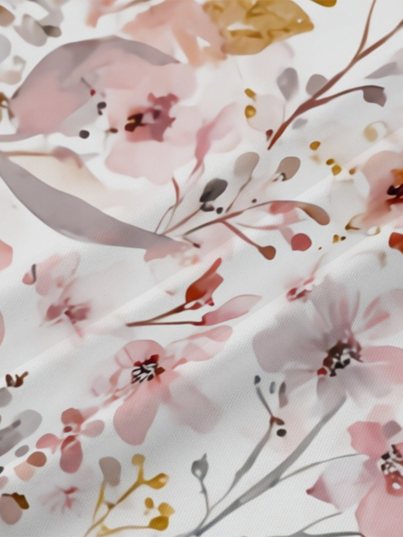 Watercolor Blush Floral V-Neck Bodycon Midi Dress CIT3571