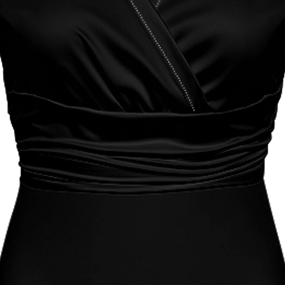 Black Floral Cap Sleeve V-Neck Midi Dress DHLN935