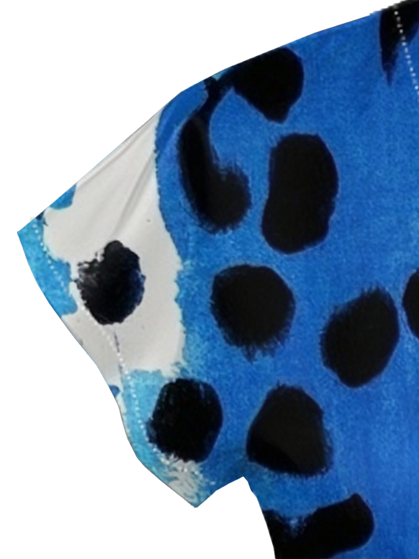 Blue Leopard Wrap Cap Sleeve V-Neck Midi Dress MPSV479