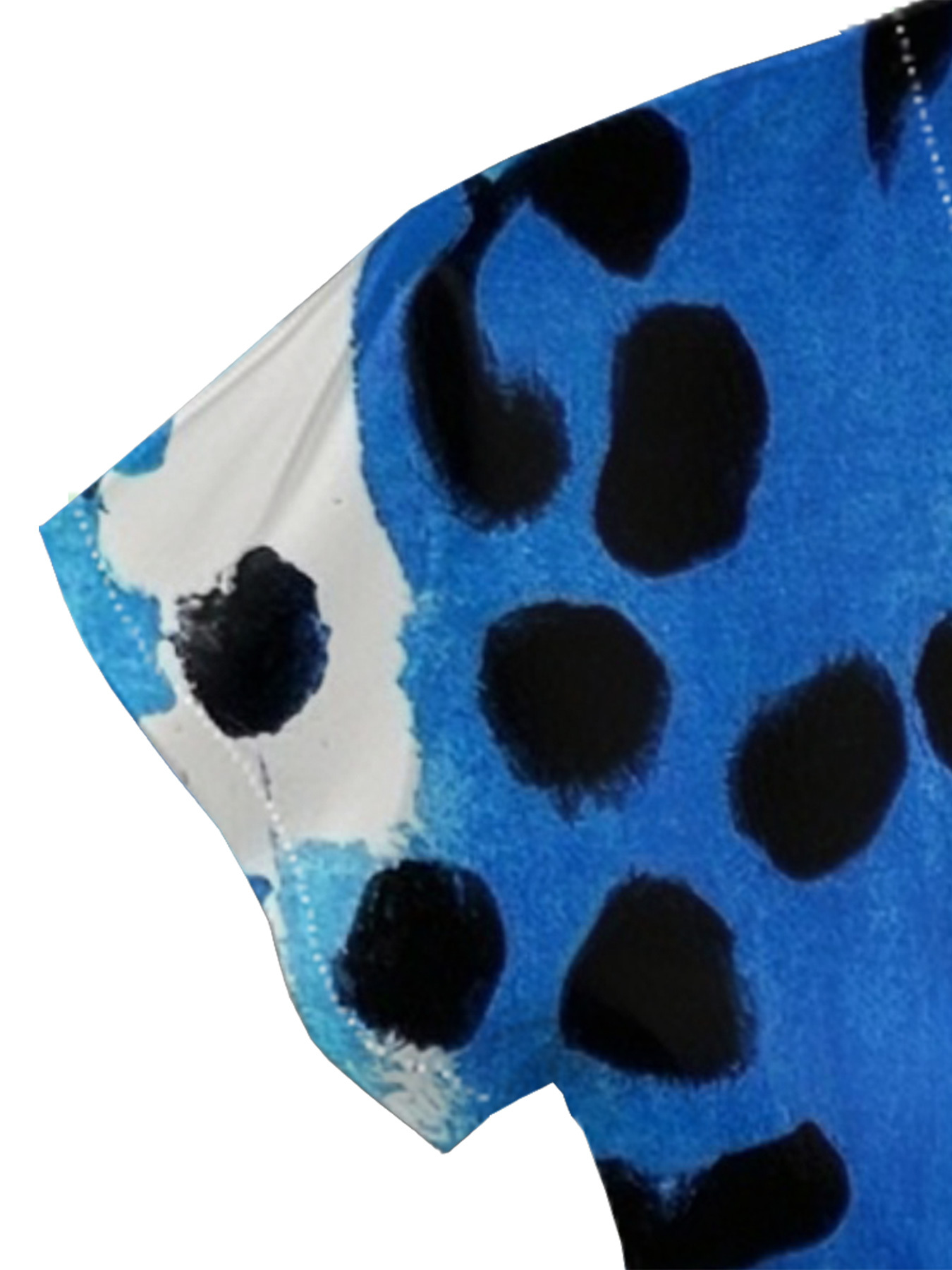 Blue Leopard Wrap Cap Sleeve V-Neck Midi Dress MPSV479