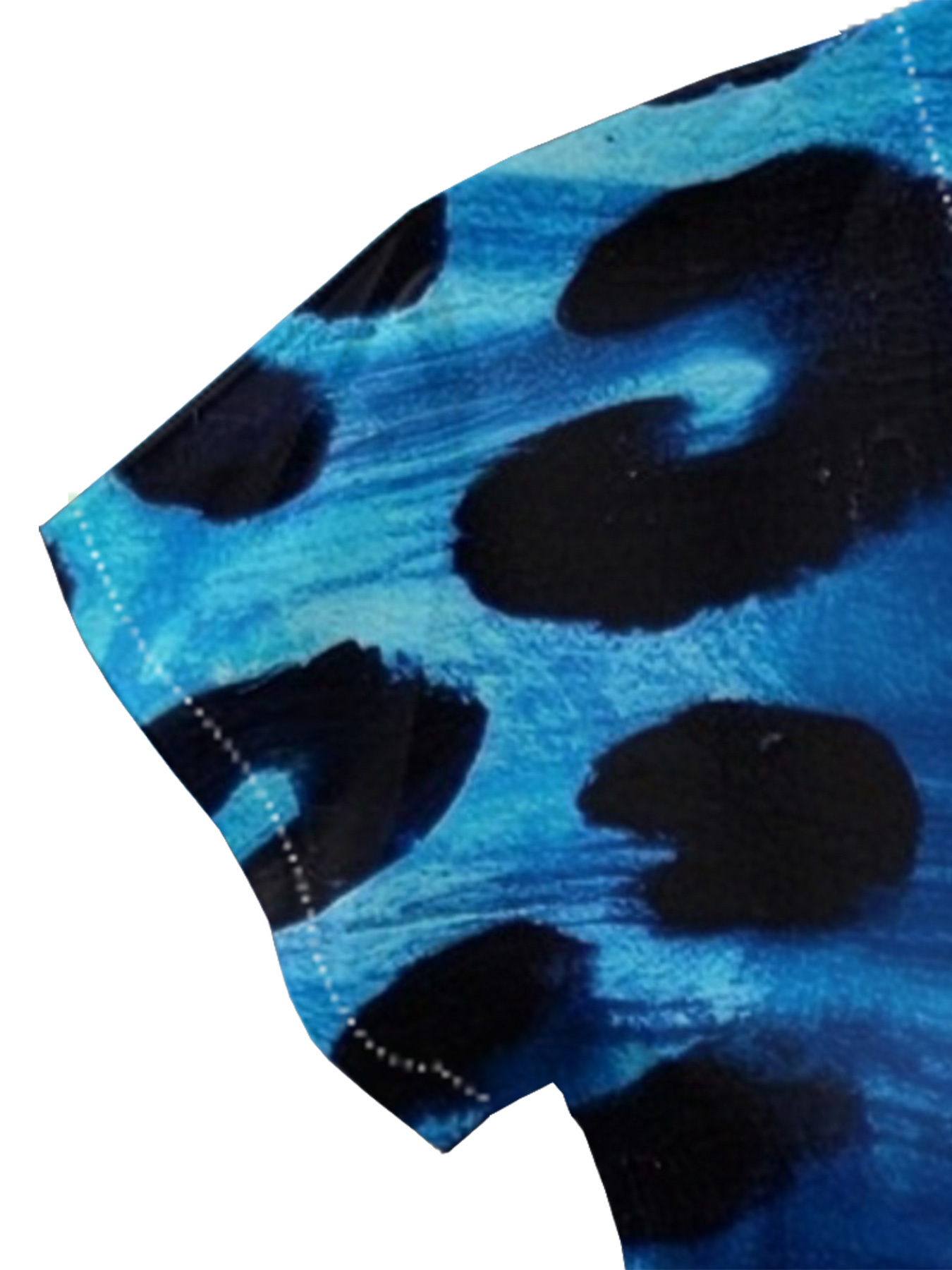 Blue Tie-Dye Cap Sleeve V-Neck Midi Dress IUJH31132