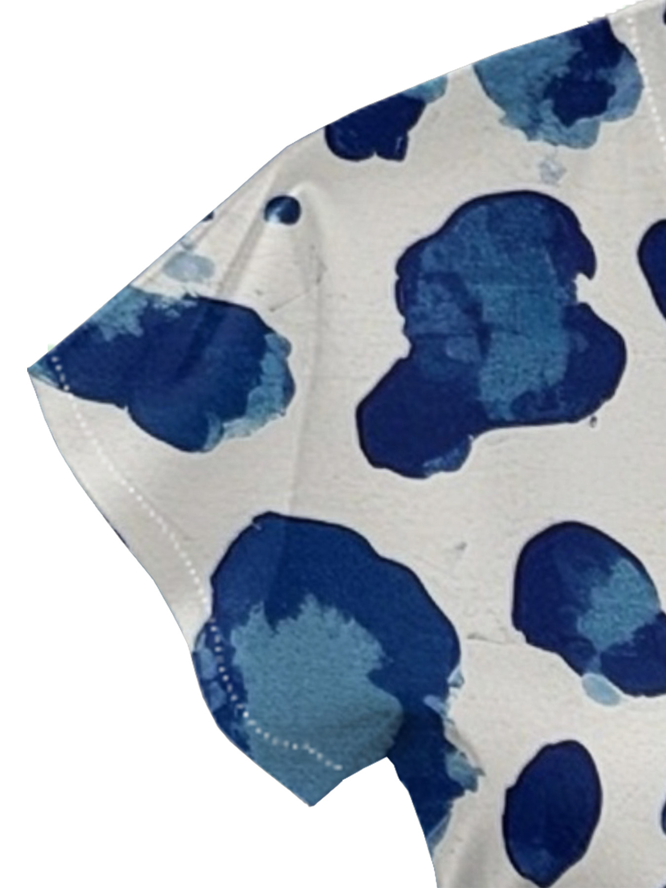 Blue & White Watercolor Cap Sleeve V-Neck Midi Dress IUJH8931
