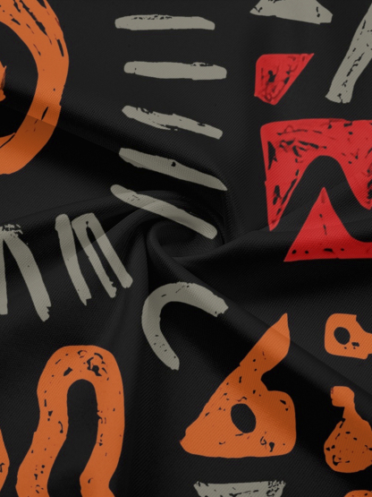 African Tribal Symbol Print Off-Shoulder Jumpsuit