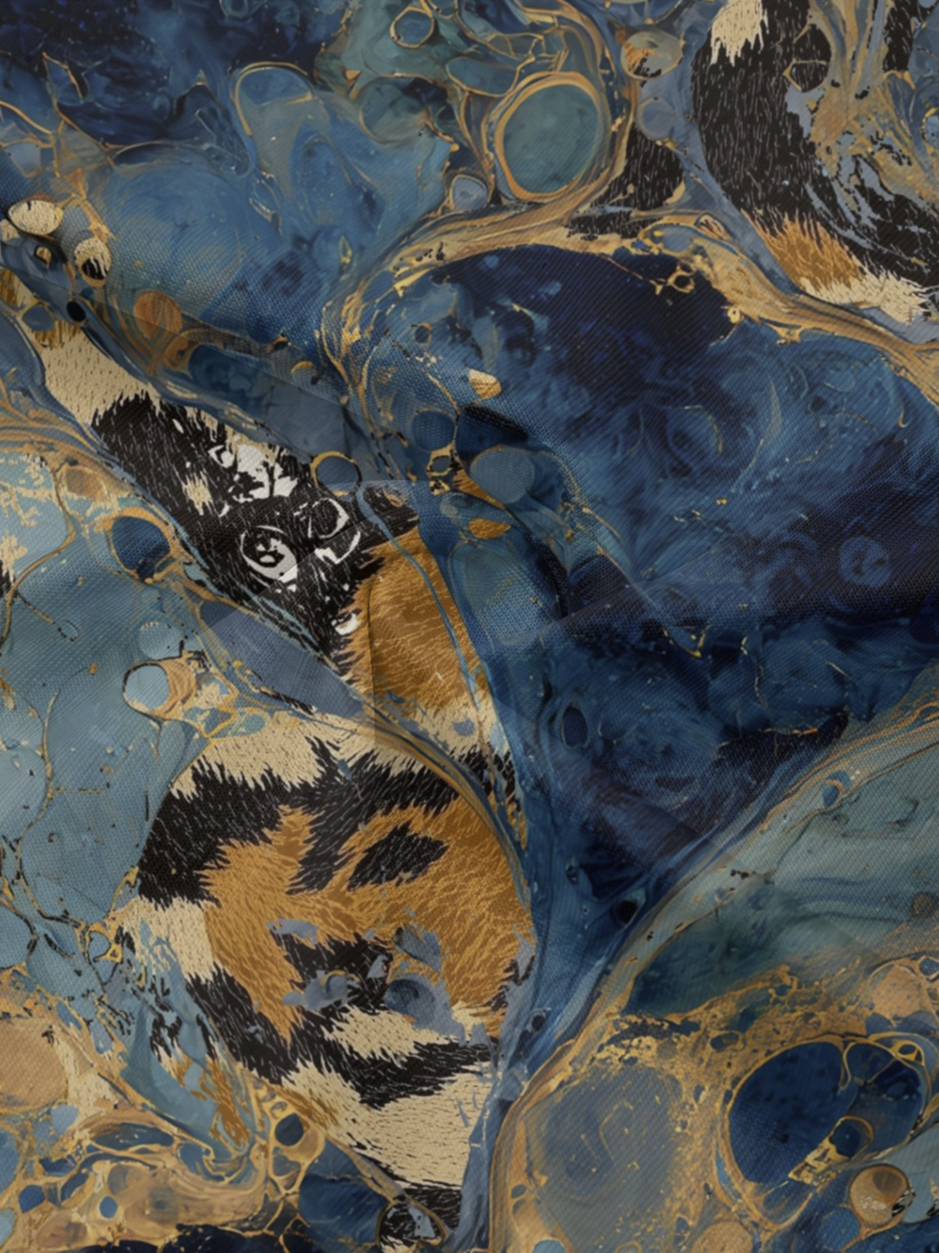 Blue & Gold Marble Off-Shoulder Jumpsuit