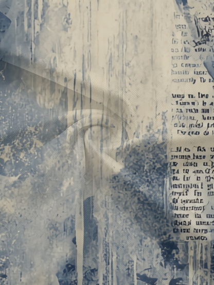 Vintage Newspaper Ink Wash Off-Shoulder Jumpsuit