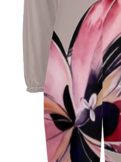 Blush Abstract Floral Off-Shoulder Jumpsuit