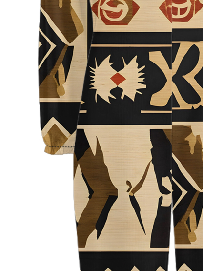 African Bogolan Print Off-Shoulder Jumpsuit