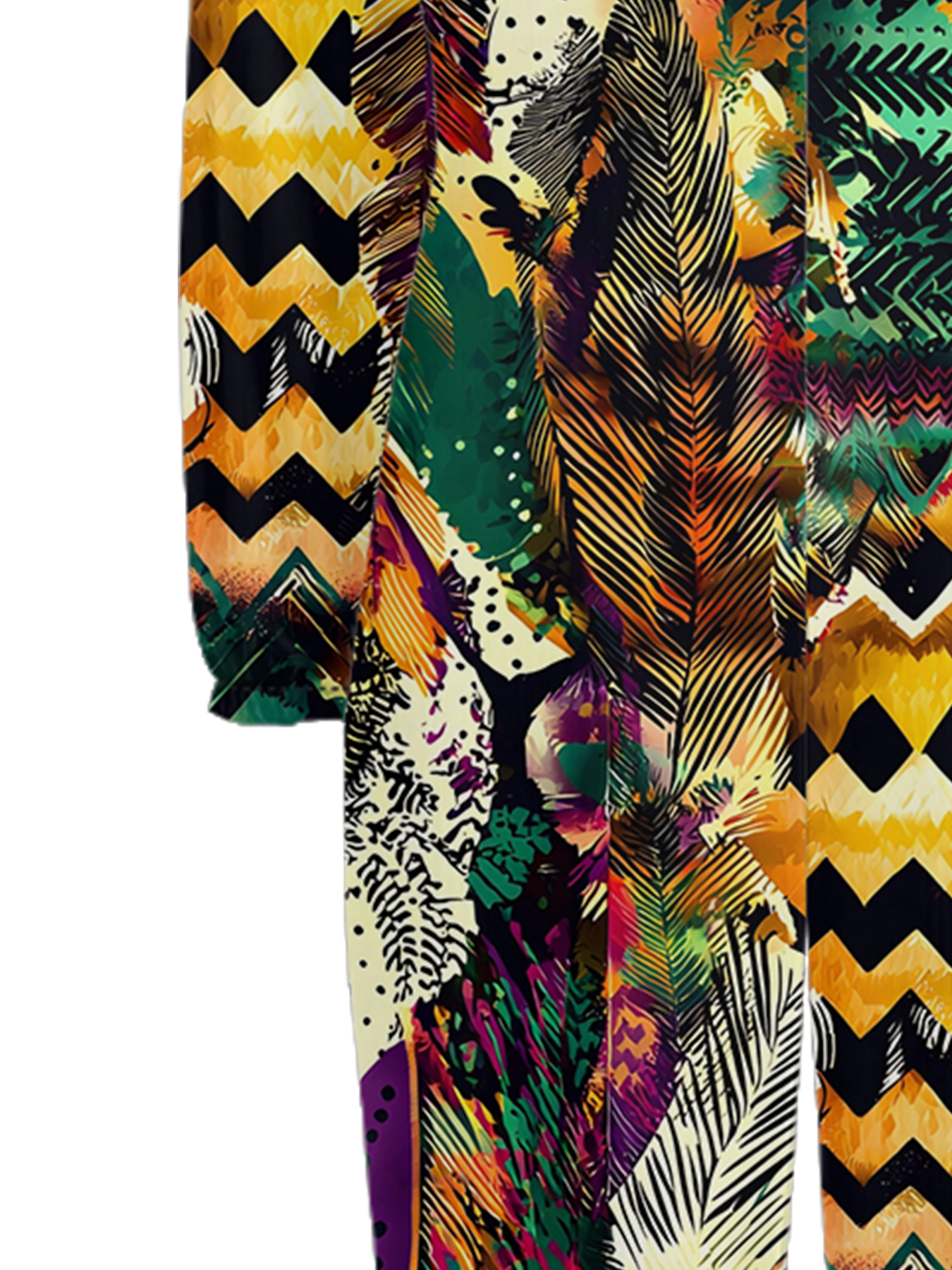 Tropical Feather Tribal Print Off-Shoulder Jumpsuit