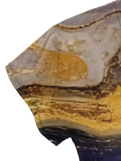 Purple & Gold Galaxy Marble Cap Sleeve V-Neck Midi Dress