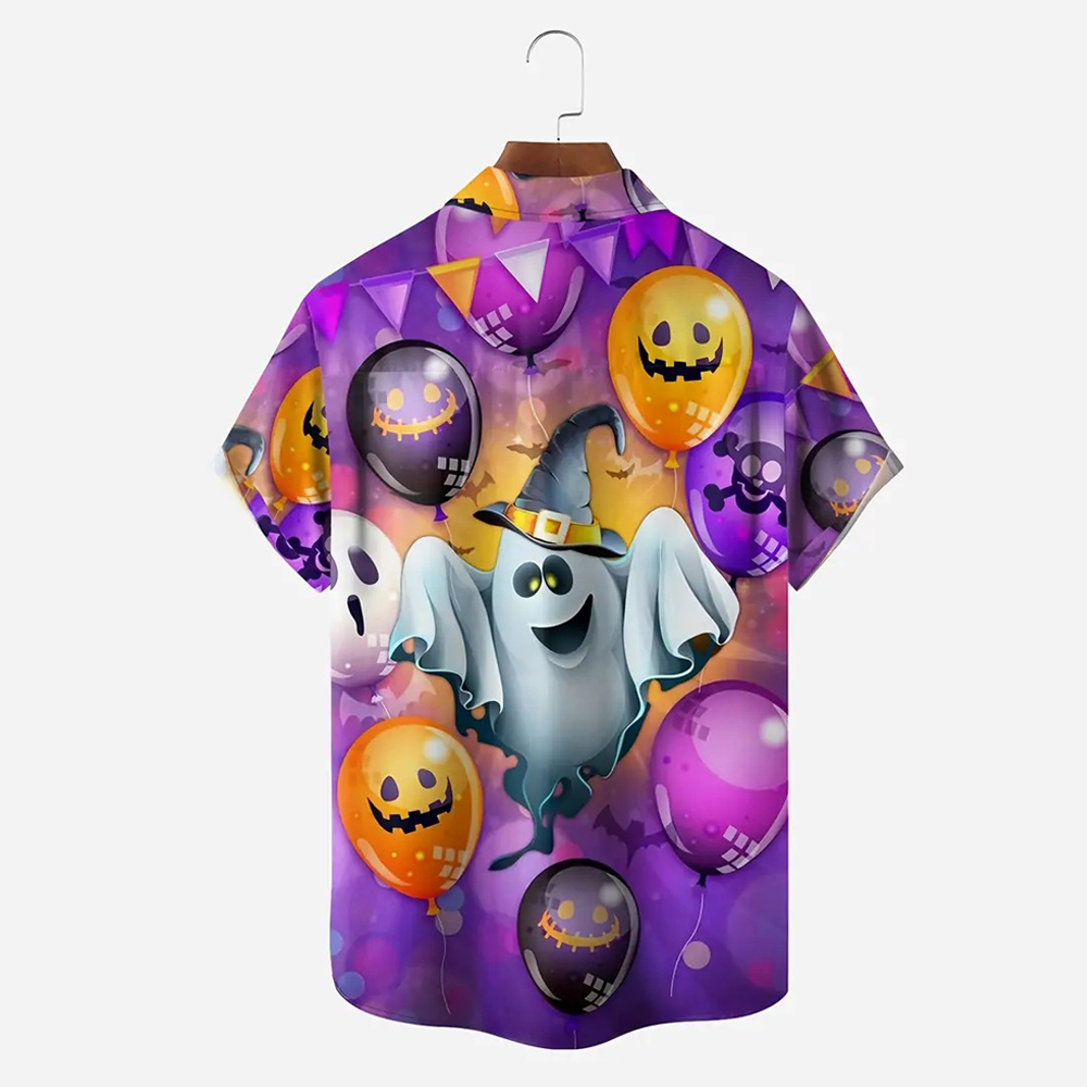 Men Halloween Shirts Short Sleeve Pocket Loose Fitting Shirts QL60020