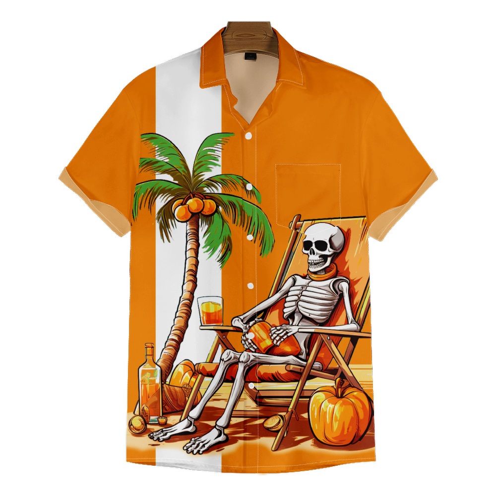 Men Halloween Shirts Short Sleeve Pocket Shirts QL64213A02