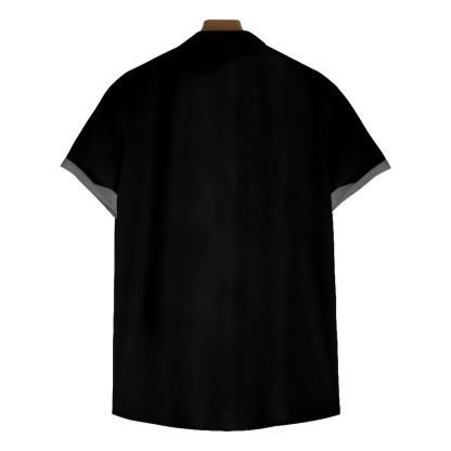 Men Halloween Skull Shirts Short Sleeve Pocket Shirts QL64213A01