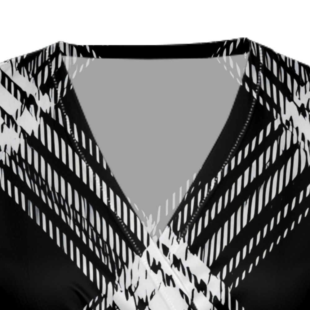 Black & White Plaid Cap Sleeve V-Neck Midi Dress ZXV927