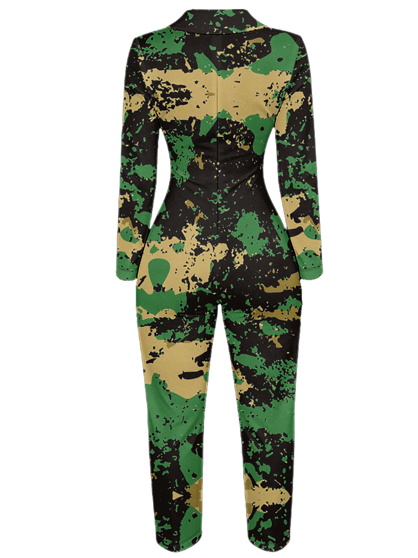 Camouflage Long Sleeve Zip-Up Jumpsuit 