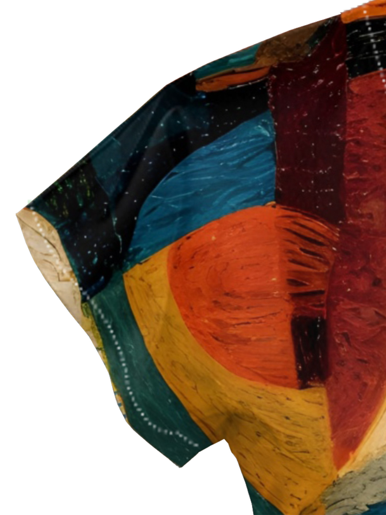 Cubist Print Cap Sleeve V-Neck Midi Dress