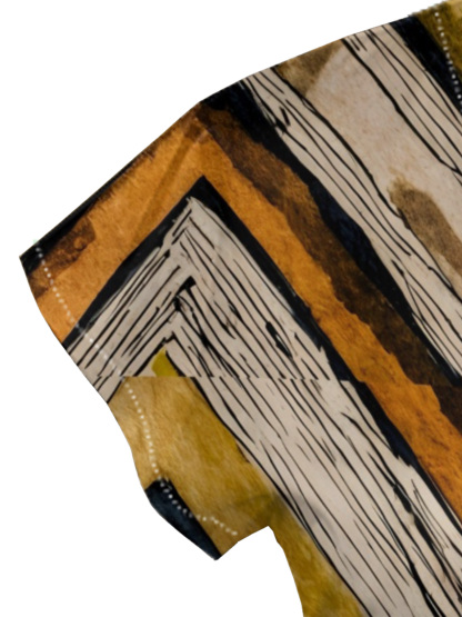 Geometric Diamond Cap Sleeve V-Neck Midi Dress