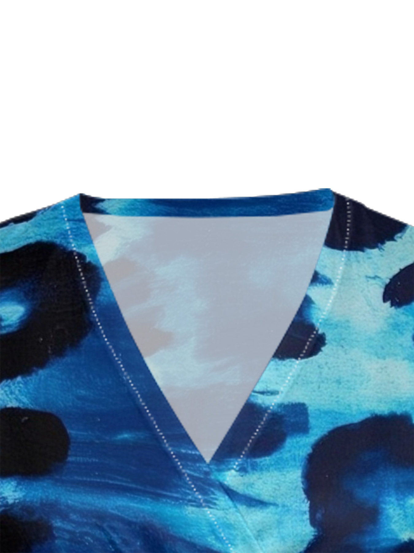 Blue Tie-Dye Cap Sleeve V-Neck Midi Dress IUJH31132