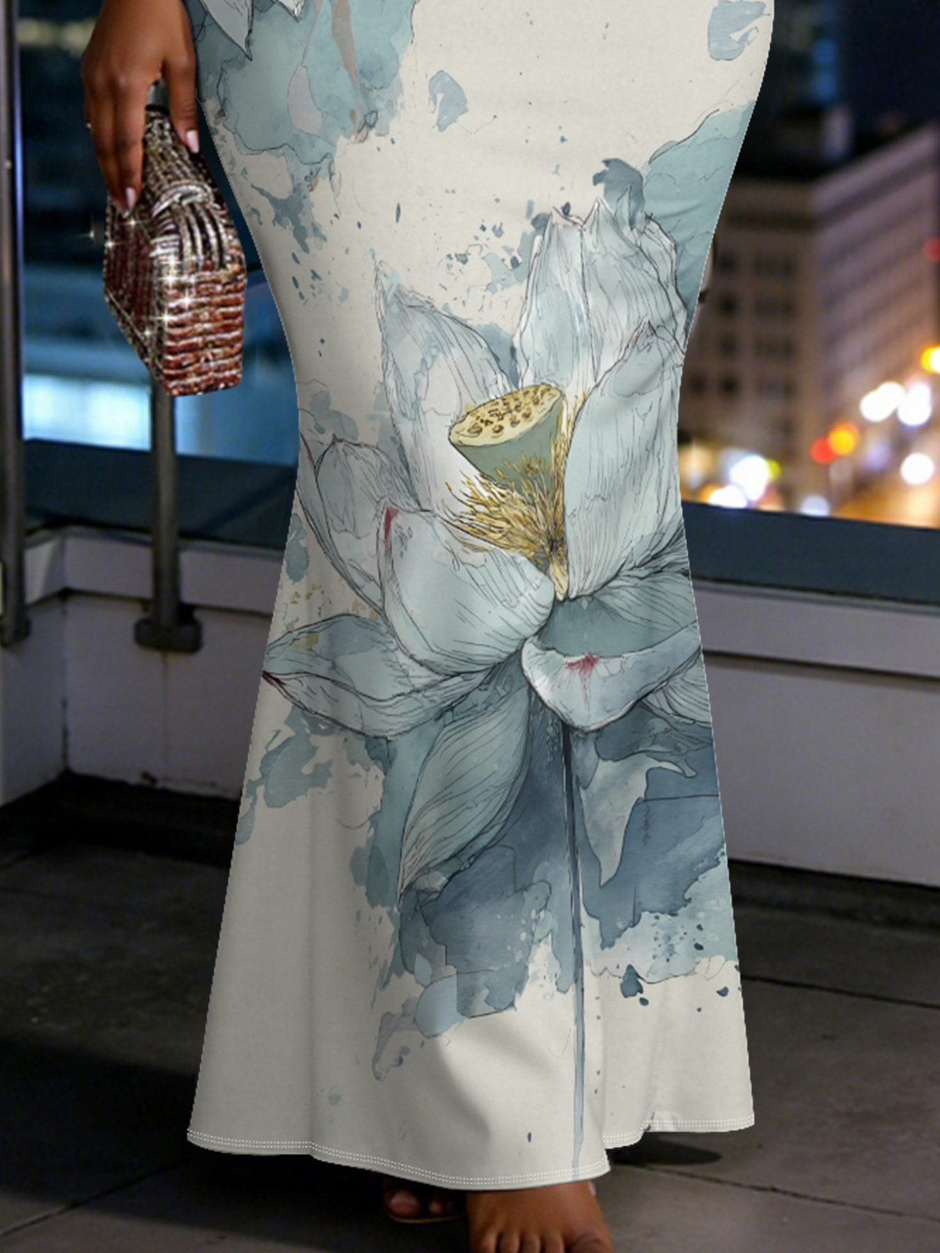Elegant Lotus Spaghetti Strap Mermaid Dress KMO5207