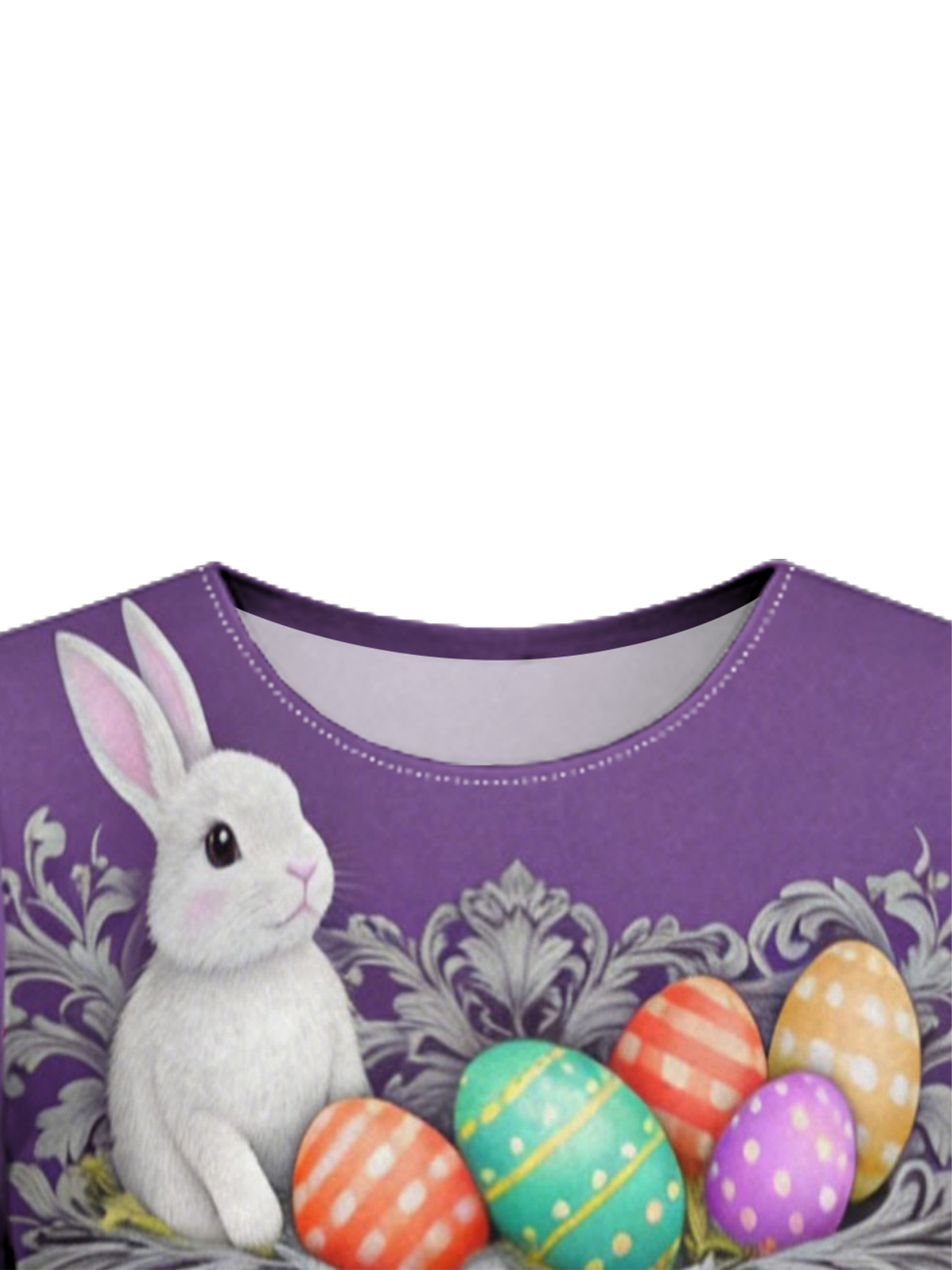Purple Easter Bunny Cross  Easter Flare Sleeve Bodycon Midi Dress