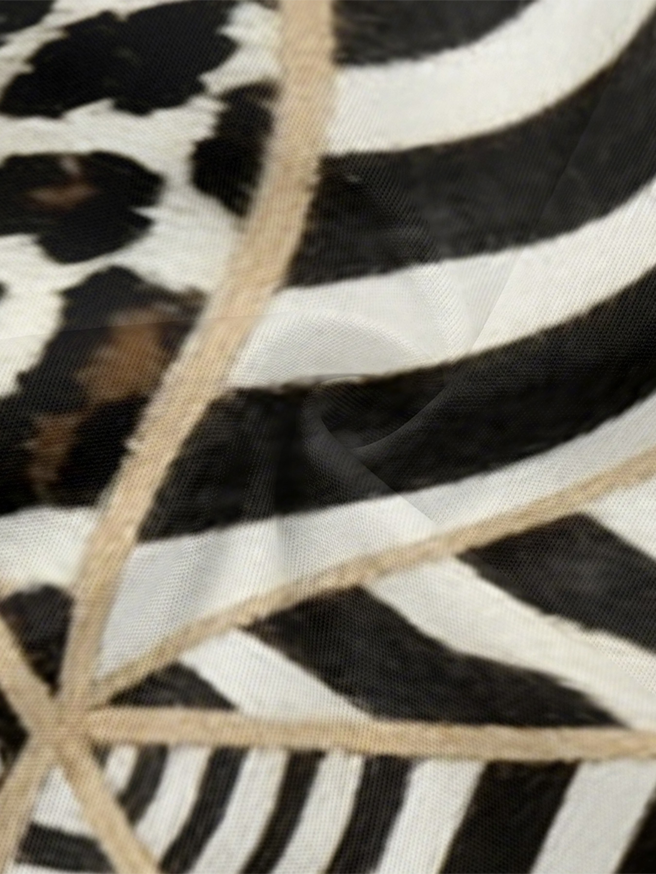 Zebra & Leopard Patchwork Flare Sleeve Bodycon Midi Dress